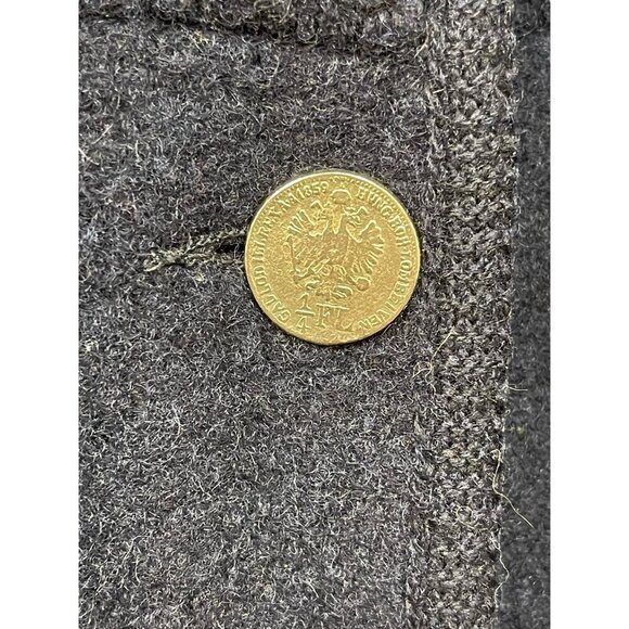 Original Boos Austrian VTG New Wool Cardigan Coin Detail Buttons 42 Small Navy - Picture 5 of 10